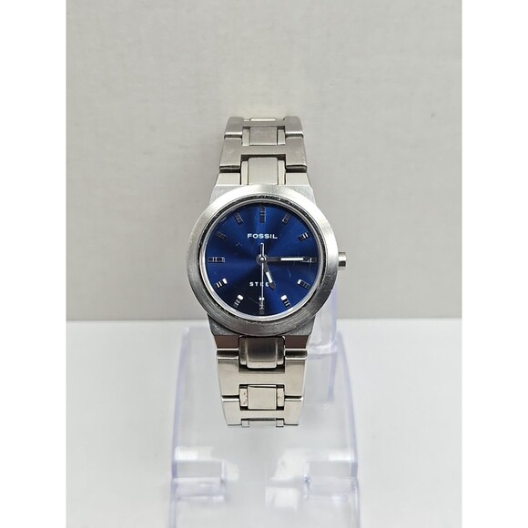 Fossil Steel FS2703 Womens Blue Dial Stainless Quartz Watch New Battery 50M WR main image 9